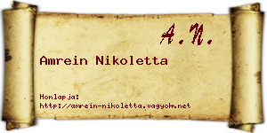 Amrein Nikoletta névjegykártya